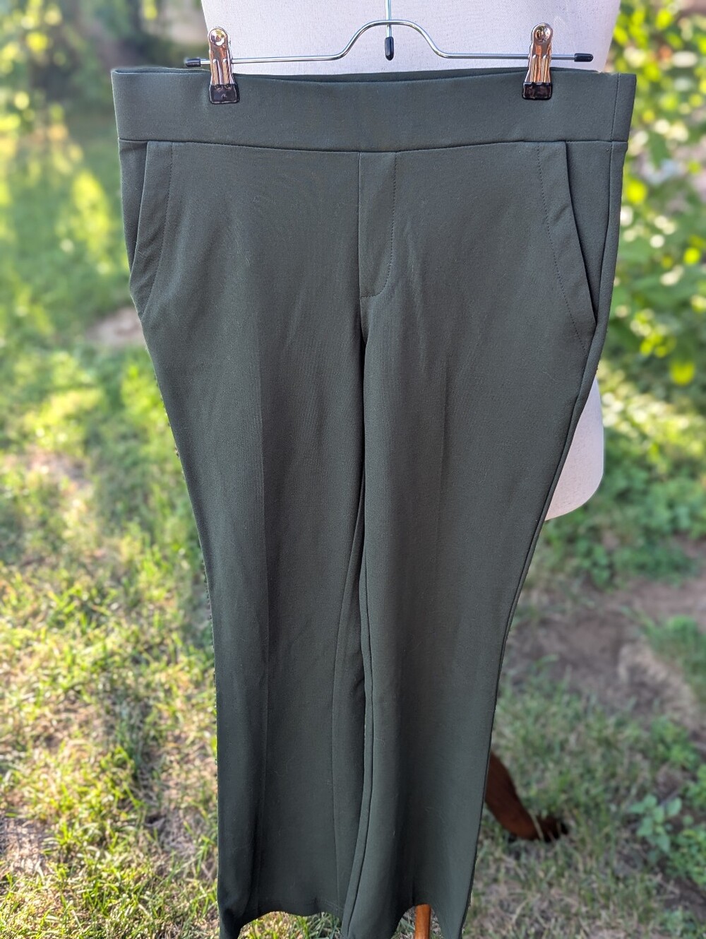 Counterparts Olive Green Pull-On Straight Leg Pants | Women's Large | Stretch